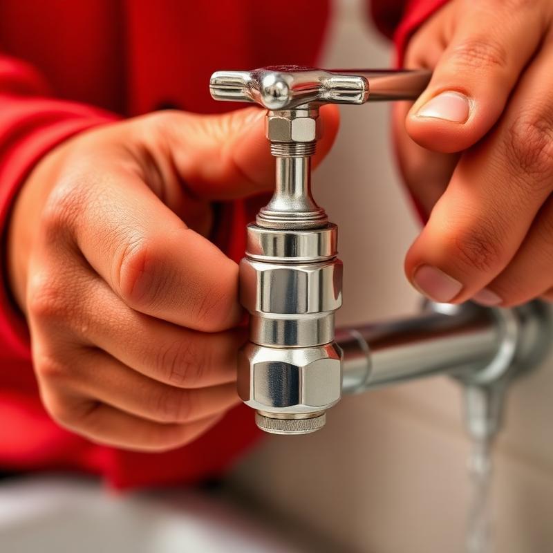 Plumber fitting a chrome valve