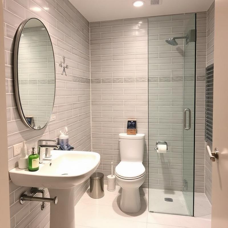 Completed modern bathroom remodel
